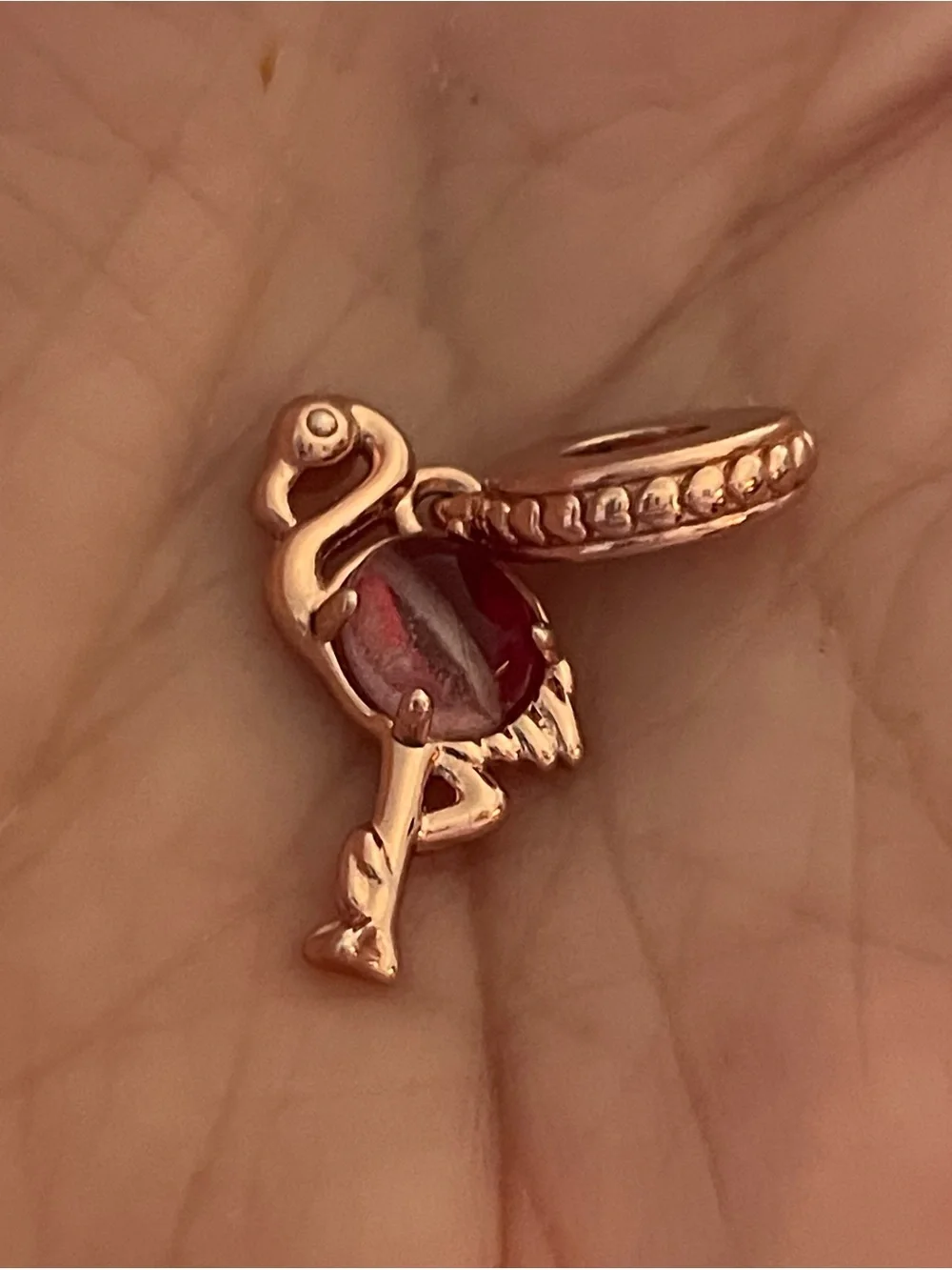Pandora Flamingo Bracelet Charm Rose Gold Murano Glass Dangle AUTHENTIC
